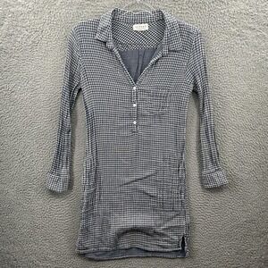 Velvet Graham Spencer Shirt Dress Womens XS Blue White Gingham Check Tunic